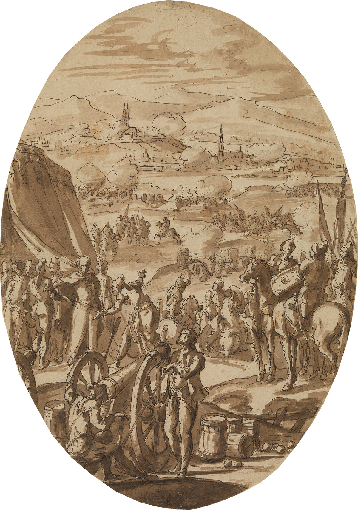 FRANCESCO MONTI, IL BRESCIANINO (Brescia 1646-1712 Brescia) Scenes from the Battle of Vienna: A Pair.